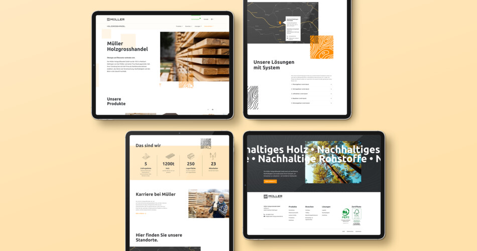 Müller Holgroßhandel Website Mockup