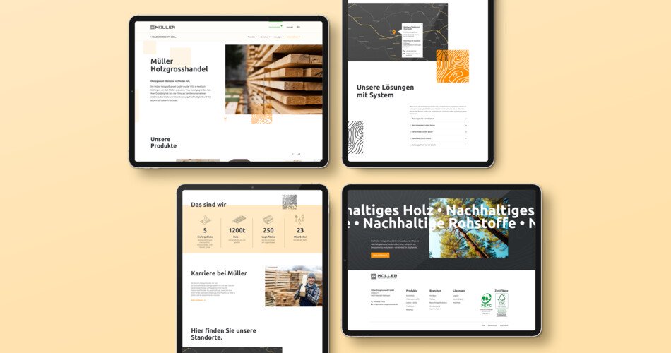 Müller Holgroßhandel Website Mockup