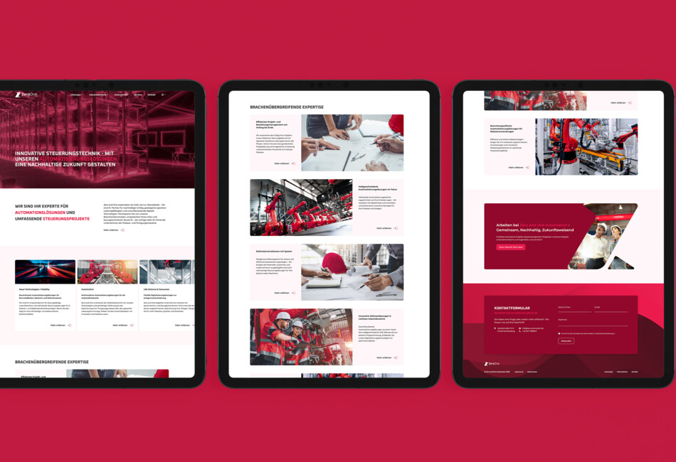 Zero and One Automation Website Mockup